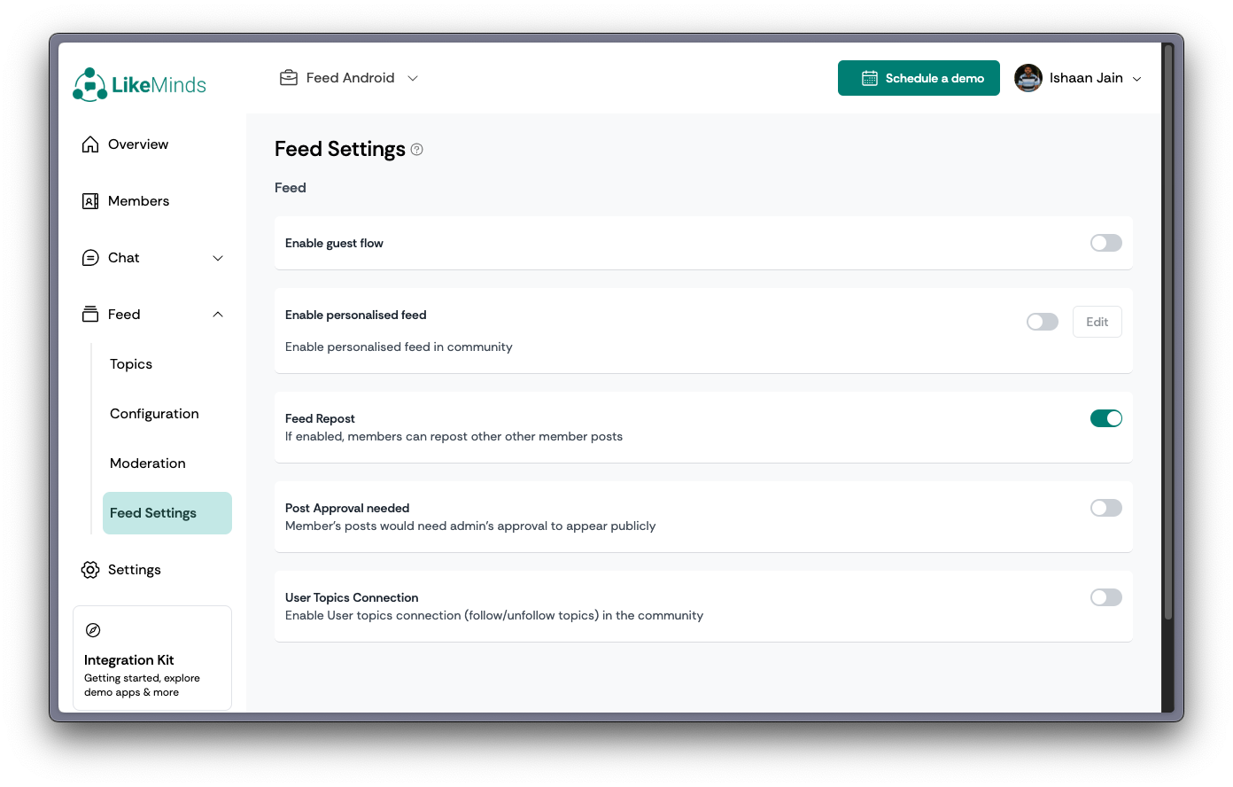 LikeMinds Dashboard