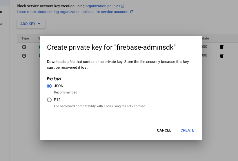 FCM Server - Key Type